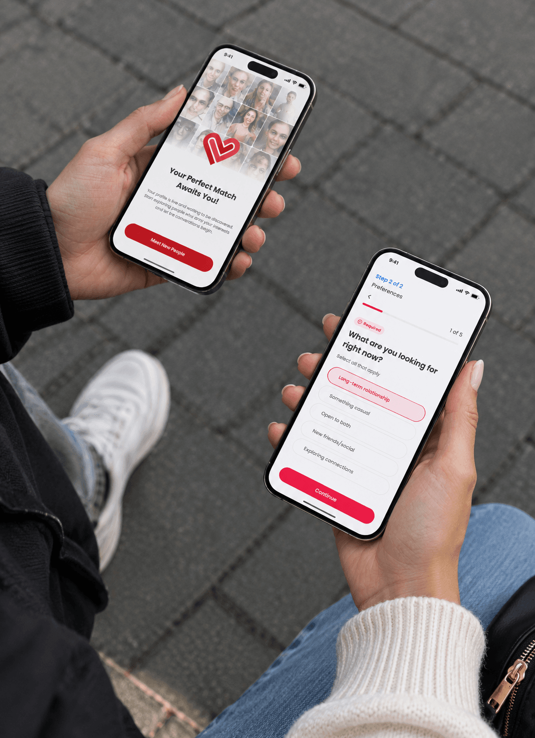 Two people using the Get Linkd Up app on their phones